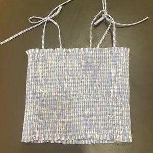 blue and white beachy crop top